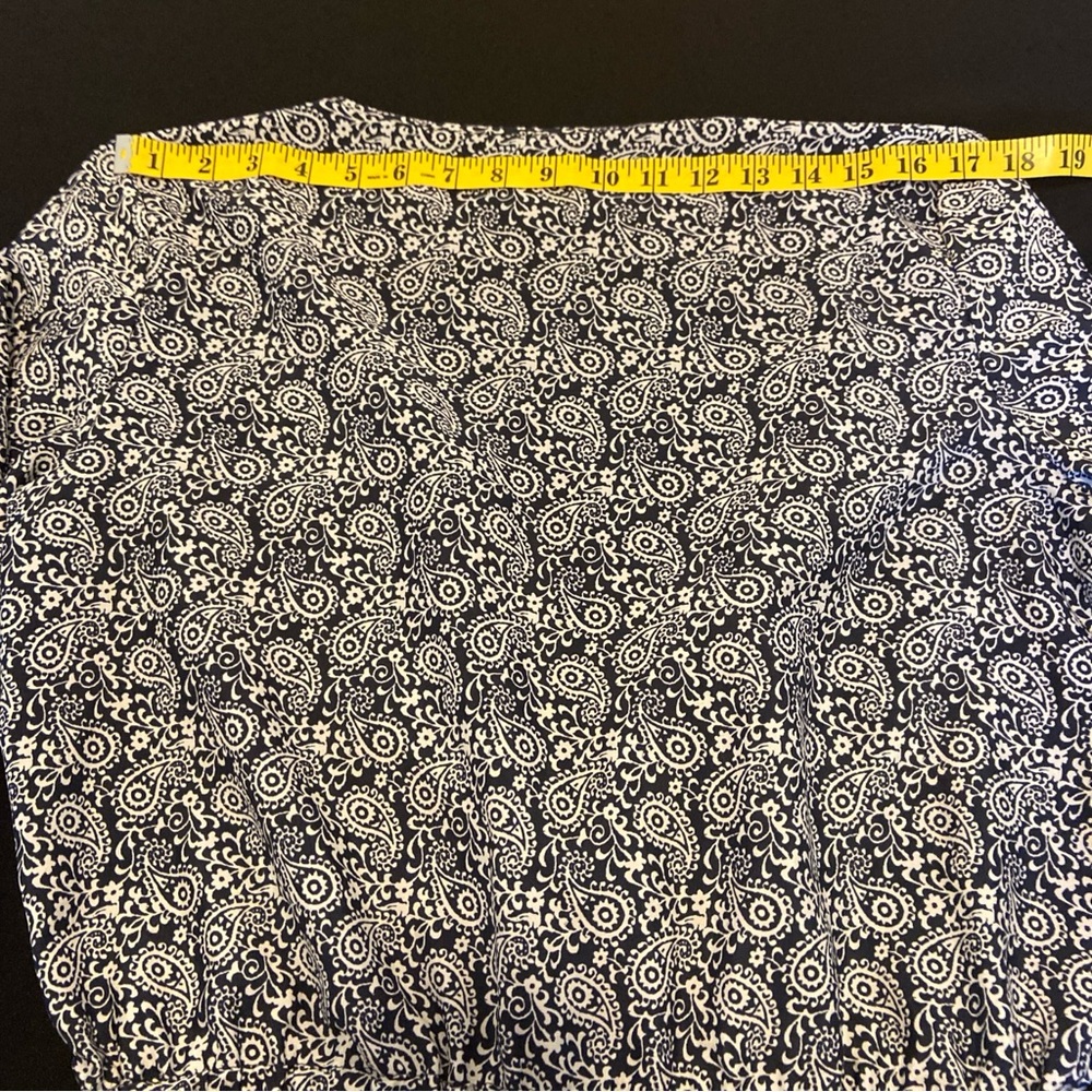 Ann Taylor Loft Aztec Long Sleeve Romper Sz 6 Navy Blue Geo Print Pockets - Picture 12 of 12